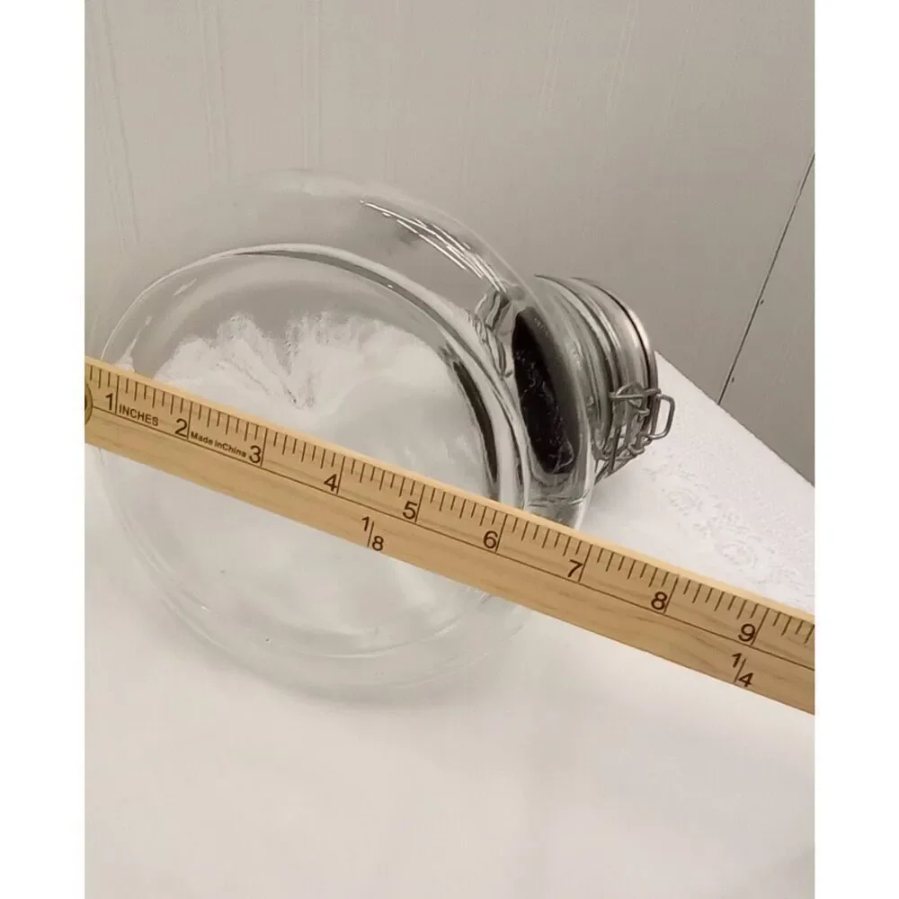 Amici Hand made  glass, wire bail top , storage jar size : 6 in x 6 in